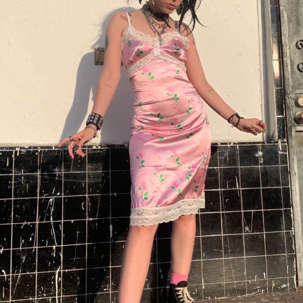 NWOT Tunnel Vision Rosie Pink Slip Dress